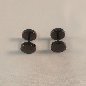 Mens Black Stainless Steel Stud Earrings